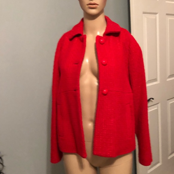 Rafaella Jackets & Blazers - Tweed career blazer red Sz 8. Worn once. Rafaella Jackets & Blazers - Tweed career blazer red Sz 8. Worn once.